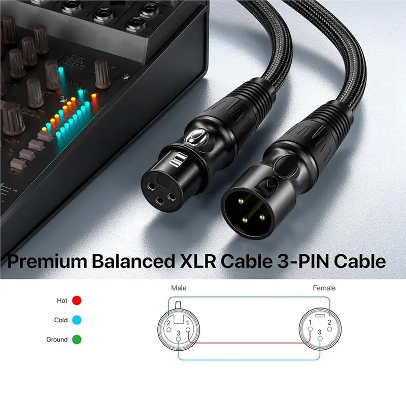 AT82-XLR Male To Female For Mixer, Speaker System Compatible 6-Pack 3-Pin Balanced Microphone Cable