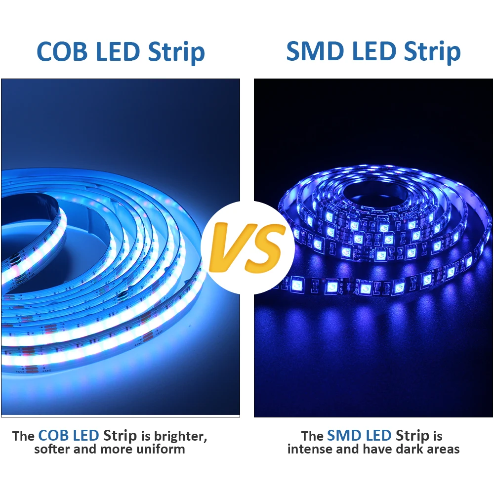 5M RGBCCT COB LED Strip Light DC 24V 840LEDs/m RGB CCT Dotless Flexible FCOB LED Tape Ribbon Lamp for Room Decoration Lighting