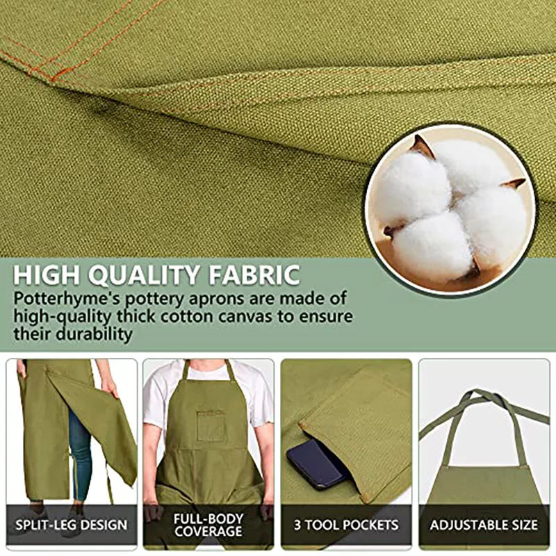 2pcs Stain Resistant Washable Polyester Split Leg Apron Multiple Storage Pockets For Baking Gardening Daily Work Protection