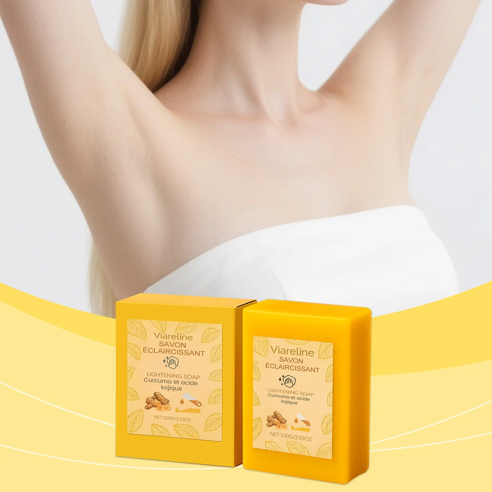 

Мыло с койевой кислотой Viareline с куркумой — это нежное очищение, осветление, освежение, увлажнение и смягчение кожи. Мыло для ванны.