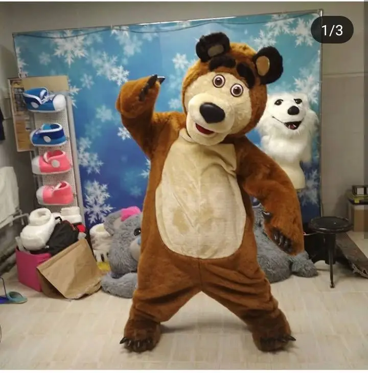 Martha & Bear Mascot Costume Cute Masha Girl Doll Cartoon Character Cosplay Costumes Birthday Party Plush Performance Outfits