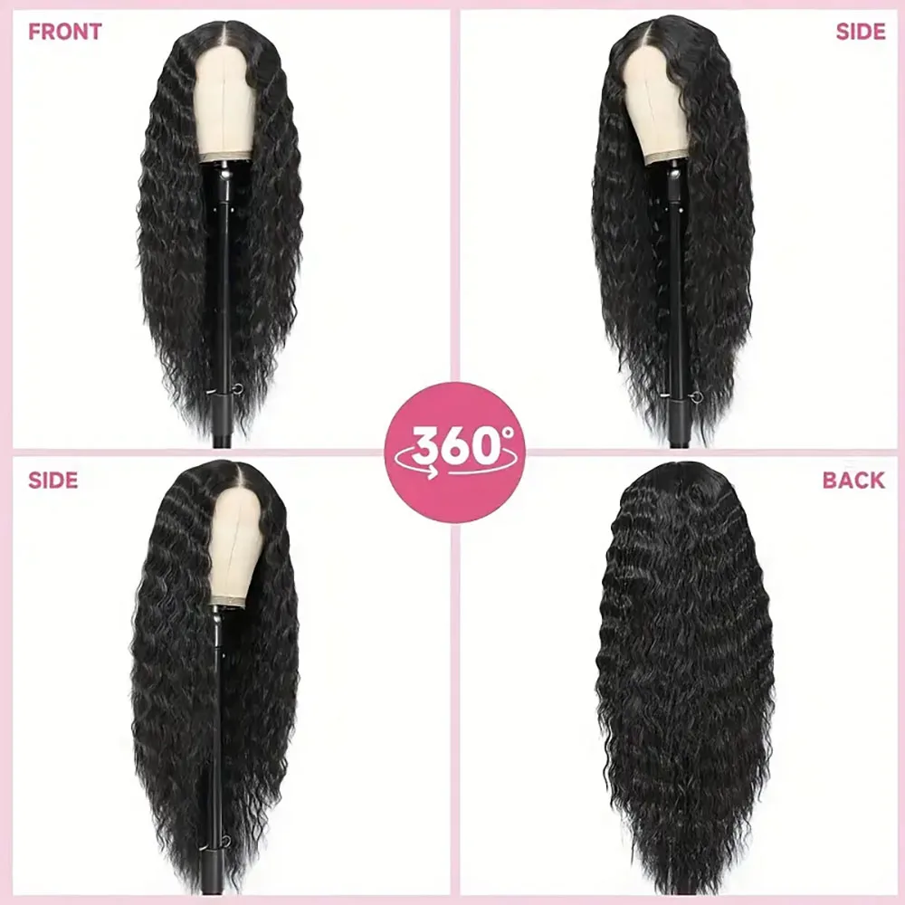 Parrucca anteriore in pizzo 13x4 Parrucca anteriore in pizzo da 30 pollici con onda d'acqua da donna Capelli umani 1B #    Parrucche di colore naturale per le donne