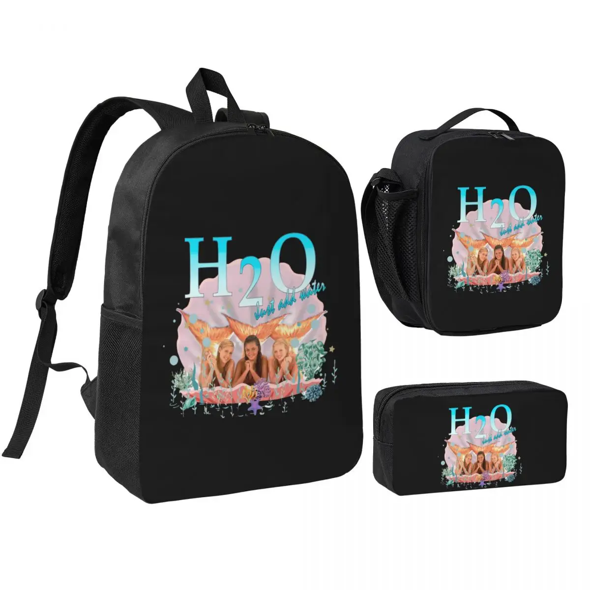 

H2O Just Add Water Premium Backpack Boys Girls BookBag School Bag Shoulder Bags 3ps Insulated Lunch Bag Pencil Case