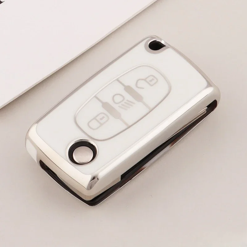 3 Button Flip Key TPU Car Key Cover Case for Citroen C2 C3 C4 Picasso Xsara Berlingo C5 X7 Exclusive C6 C8 for Peugeot Shell