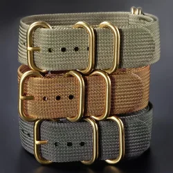 5-ring Gold Buckle Nylon High Density Watch Band Men Women Straps Woven Canvas Bracelets Sport Wristbands Resistant Durable Belt