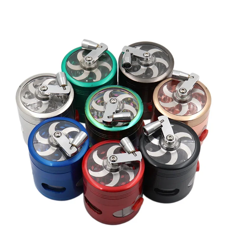 63MM Herb Tobacco Grinder Crusher with Drawer 4 Layers Hand Crank Tobacco Herb Grinder Crusher Mill Hand Muller Grindering Tool