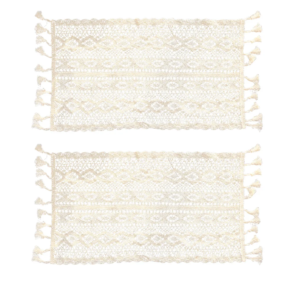 

2Pcs Lace Table Mat French Style Khaki Elegant Dining Room Kitchen Decor French Style Mat Table Decor Reusable Dish Pad