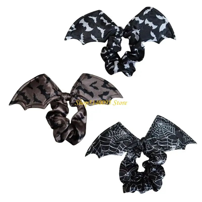 dxae هالوين الخفافيش Arachnid جناح الشعر التعادل القطن scrunchies ملحق حفلة الأزياء