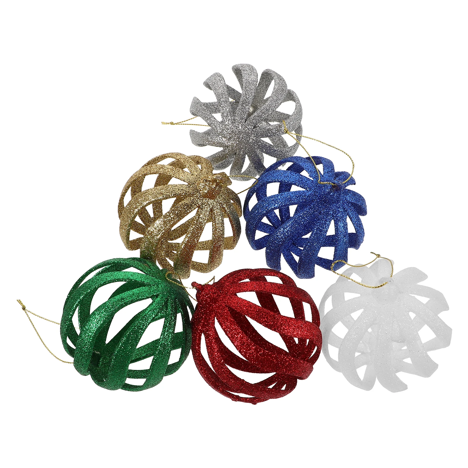 

6Pcs Christmas Balls Glitter Plastic Ornaments Sparkling Xmas Tree Decor DIY Holiday Party Wedding Hanging Baubles