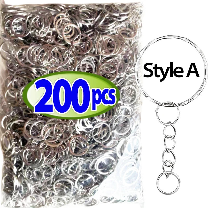 50/500 stuks verzilverd metaal blanco sleutelhanger sleutelhanger split sleutelhangers met ketting klimmen gespen karabijnhaak sleutelhanger accessoires