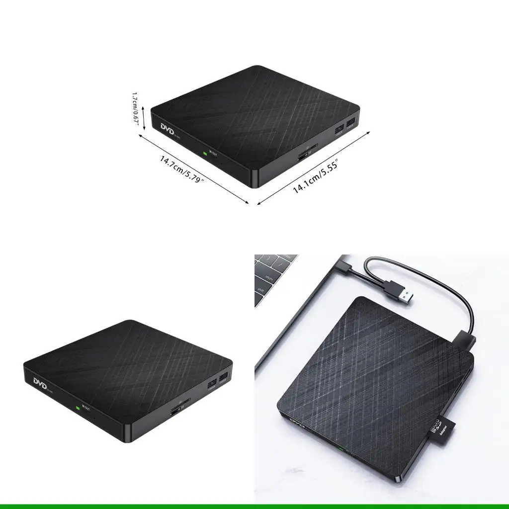 

U55c Внешний DVD-диск VCD для горелки Dual USB3.0 TF Hub Writer Writer для PC Desktops для + Type-C Cable Cable