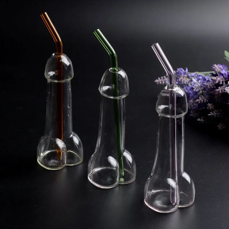 كؤوس مشروبات كوب الأعضاء التناسلية القضيب كوب زجاجي ديك كوكتيل درينكوير حفلة كوب البيرة مضحك مثيرة للاهتمام أكواب القدح زجاجة القش