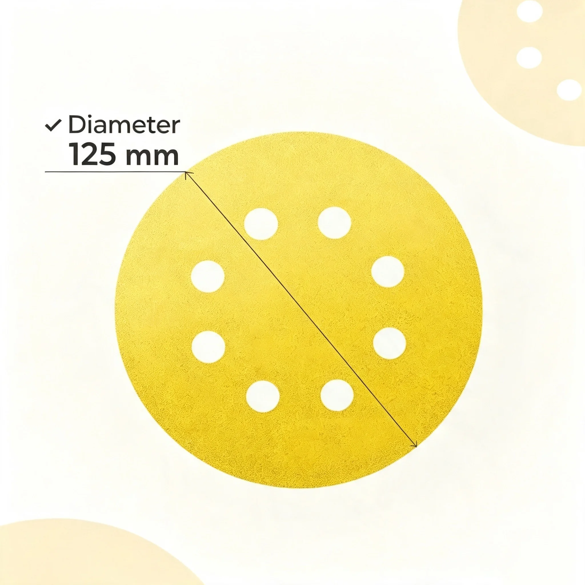 125mm 8 Hole Yellow Sanding Discs P60-P800 Hook Loop Sandpaper Disc 10Pcs For Wood Metal Polishing Grinding Sanding Pad