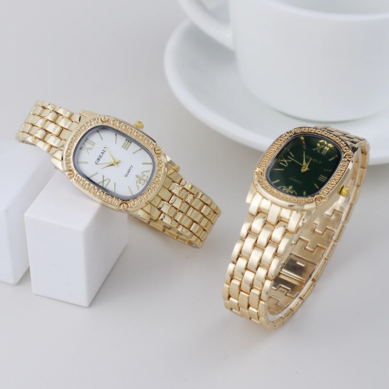 Casual Luxury Fashion Oval Metal Band Watches for Women 2022 Brand Simple Rectangle Rhinestone Ladies\' Quartz Wristwatch Female