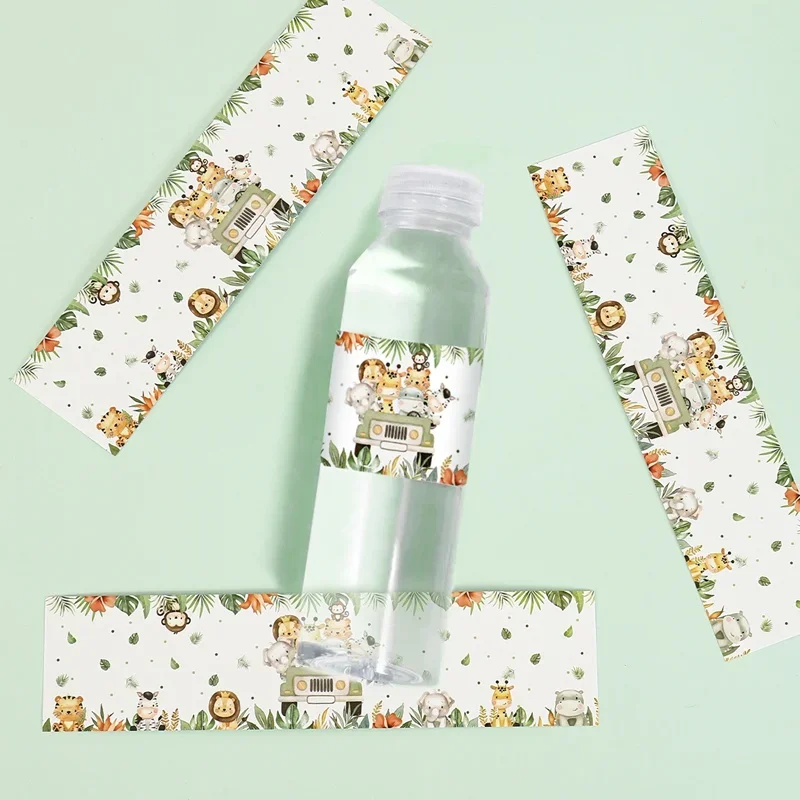 ملصقات كرتونية لحيوانات الغابة للأطفال ، ملصقات الزجاجات ، أعياد الميلاد ، استحمام الطفل ، مستلزمات تزيين الحفلات ، 10 *