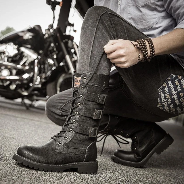 Men s Boots Punk Motorcycles Vintage Motorcycle Boots Leather Motorcycle Boot Men Aliexpress