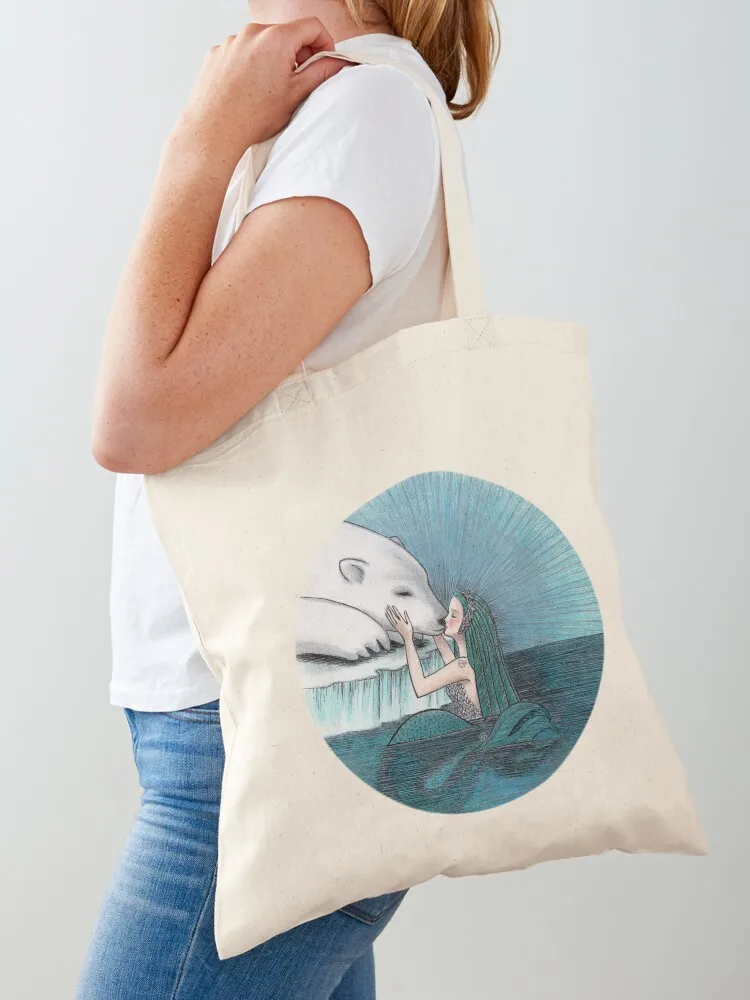 MERMAID AND POLAR BEAR Tote Bag Women's shopper Canvas stote bag tote bag women Canvas Tote