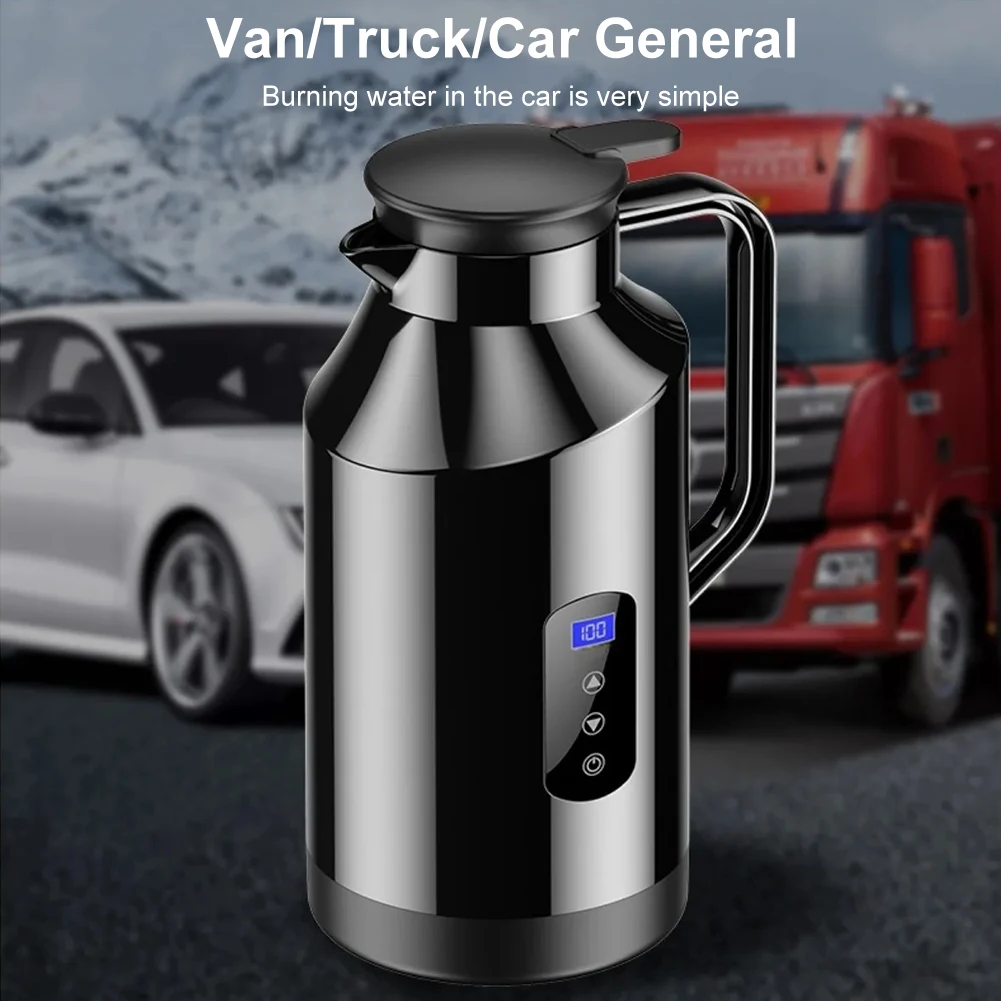 Car Electric Kettle Hot Water Boiler 200W 1500ml 12V 24V Stainless Steel