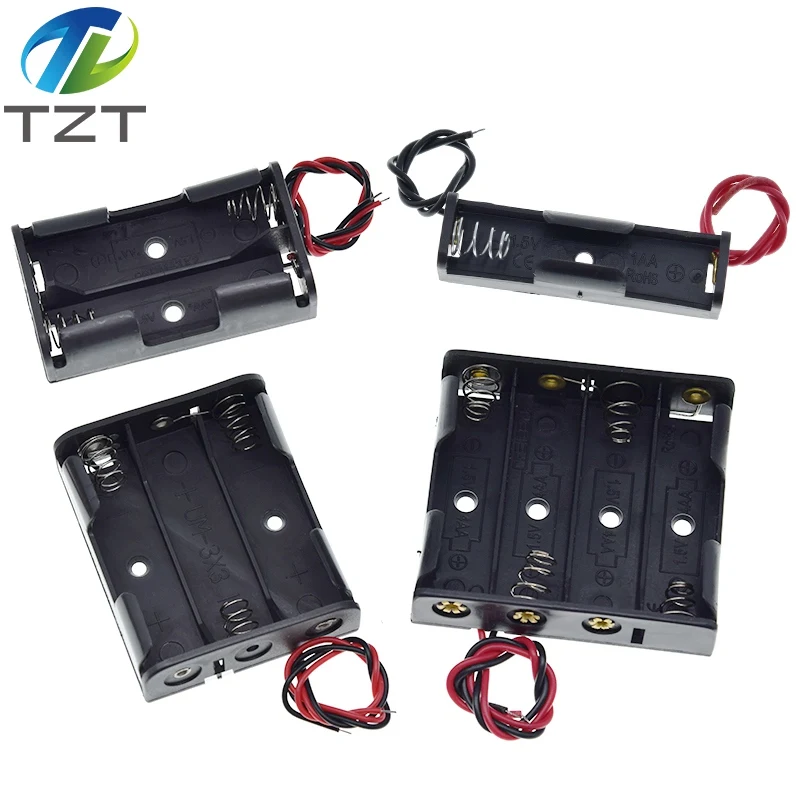 DIYTZT 1/3PCS AA Size 5 Battery Storage Box Case Holder Leads With 1 2 3 4 Slots Container Bag DIY Standard Batteries Charging