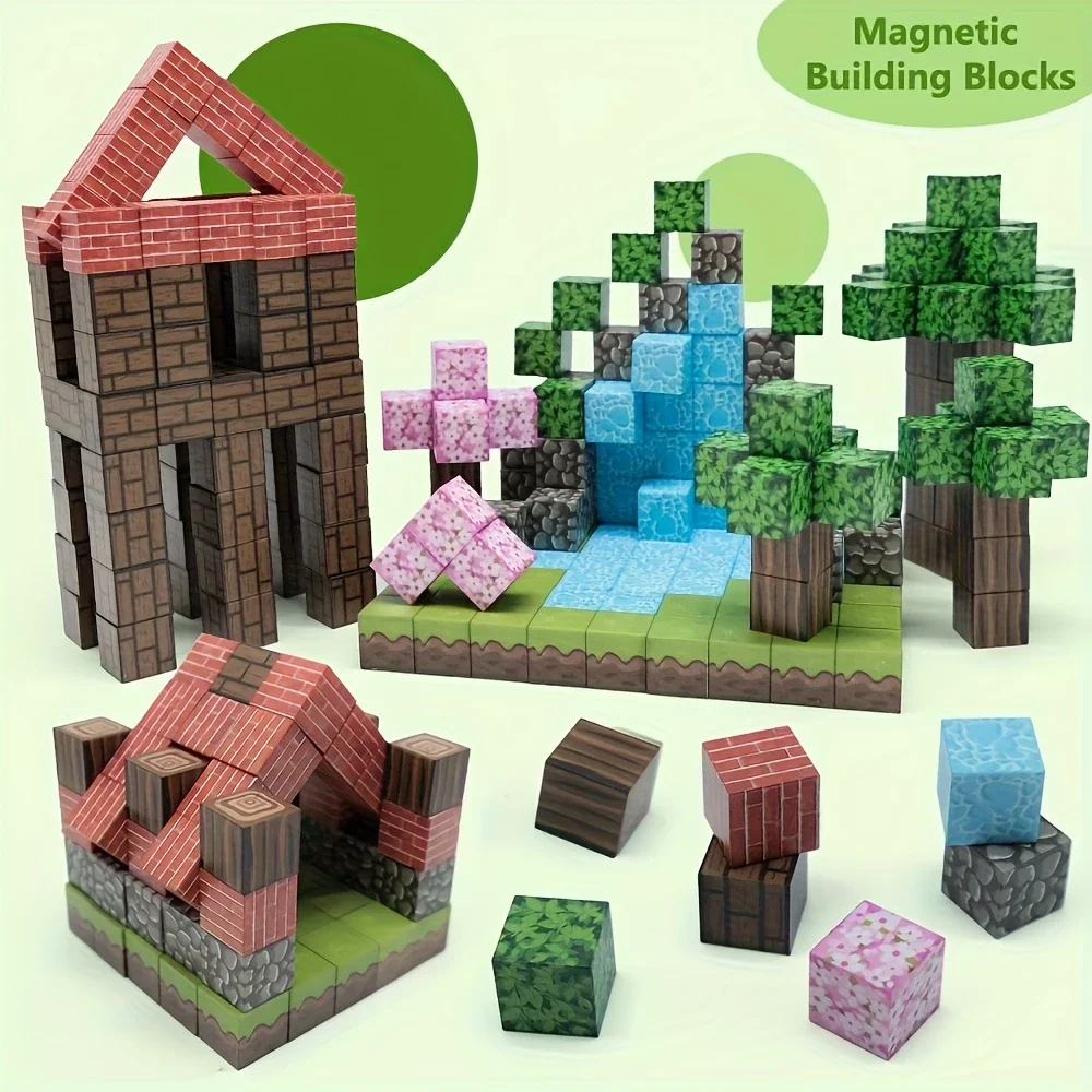 مجموعة ألعاب ألغاز مكعبات بناء مغناطيسية ملونة مكونة من 25-200 قطعة، مليئة بالمرح، وزراعة التفكير والقدرة اليدوية