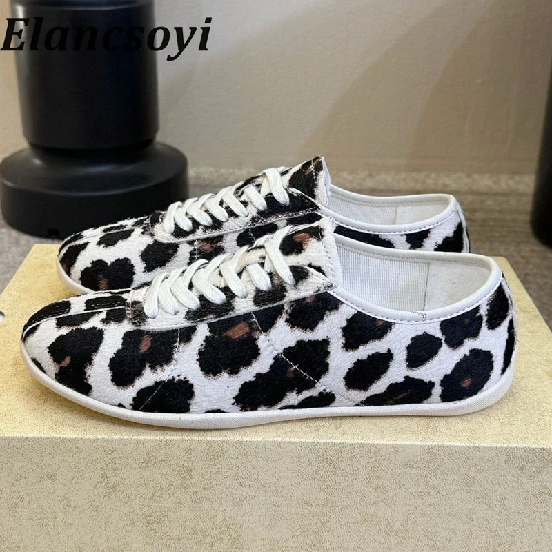 spring genuine leather lace up women's loafers simple and comfortable flat shoes round toe comfortable office commuting shoes