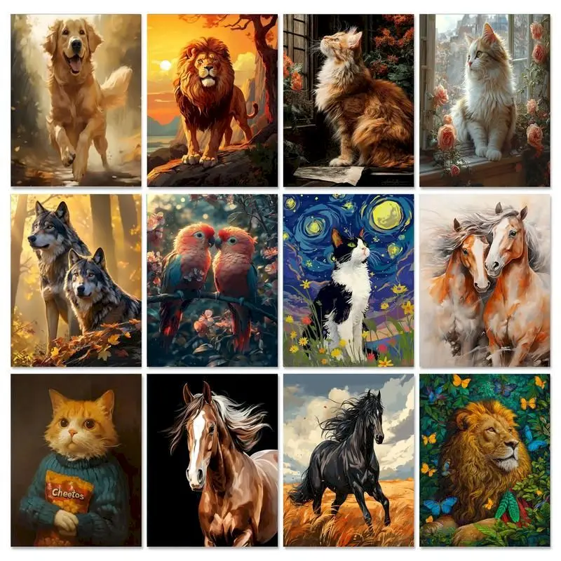 

SDOYUNO Painting By Numbers For Adults Animal Acrylic For Adults Wall Art Paint By Numbers Lion Home Decoration 60x75cm DIY Gift