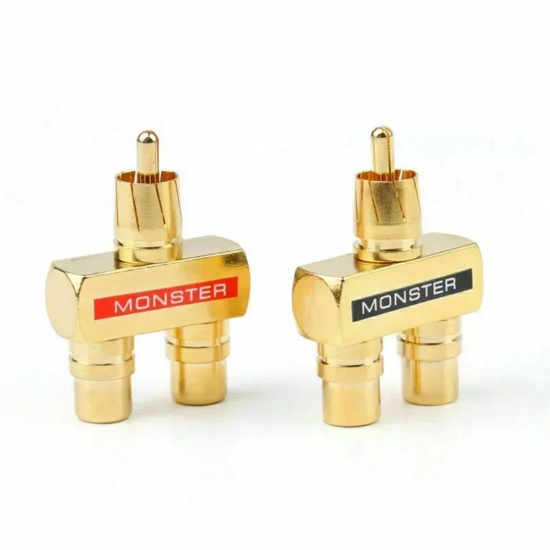 Metal Y Splitter Adapter Parts 1 Male To 2 Female 2pcs Accessory Audio Copper Gold Plated Plug Replacement