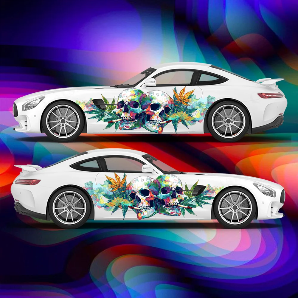 

Fantasy Duplicate Skull Head Car Vinyl Wraps Decal PVC Anti Scratch Sticker Suitable for Trucks SUV Decor Auto Accessories Gift