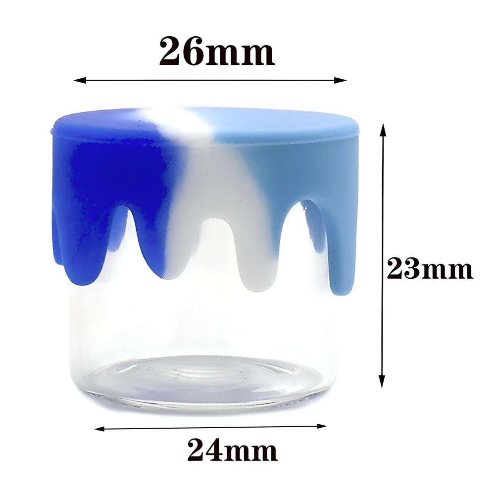 2PCS Portable 6ml Glass Jar with Silicone Lid Cover Kitchen Wax Oil Container Glass Jars and Lids