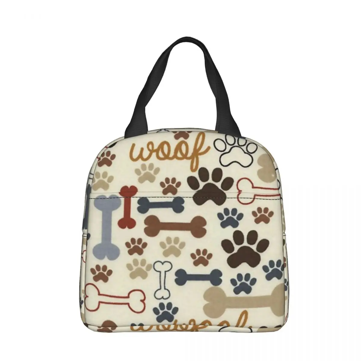 Dog Paw Print Insulated Lunch Bag Large Border Terrier Lunch Container Cooler Bag Tote Lunch Box Beach Picnic Bento Pouch