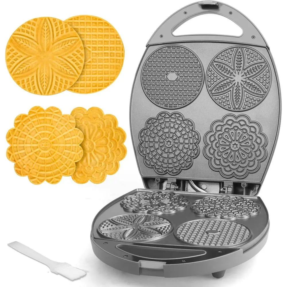 

Electric Pizzelle Maker with Temperature Control - Perfect for Parties and Gifts, 4.5 Cookies, Graphite
