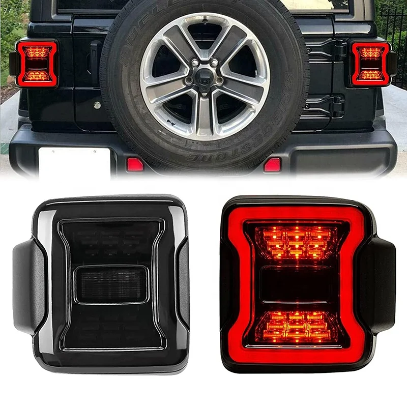 75W LED Taillight Smoked Brake Reverse Turn Signal Light Rear Led Tail Lights for Jeep Wrangler JK 2007-2017