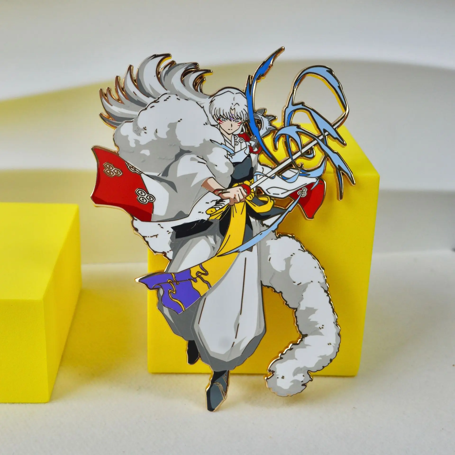 Sesshoumaru Metal Badges Anime Inuyasha Enamel Pins Japanese Manga Pendant Brooches for Bag Backpack Clothing Lapel Cosplay Gift