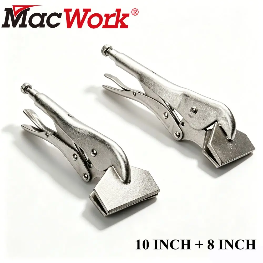 1 SET 10 INCH And 8 INCH Sheet Metal Locking Pliers Flat Jaw Nose Duck Bill Clamps Welding Plier Tools Adjustable Opening Heavy