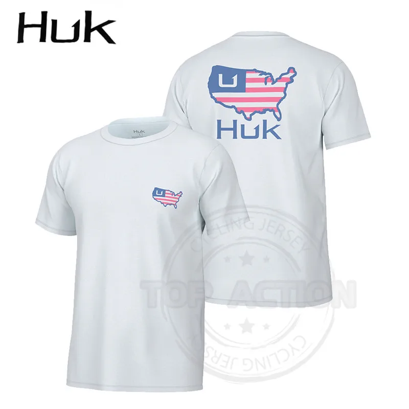 

2023 New HUK Fishing T Shirt Men Outdoor Short Sleeve Quick Dry Jerseys Anti-UV Angling Wear Breathable Cl