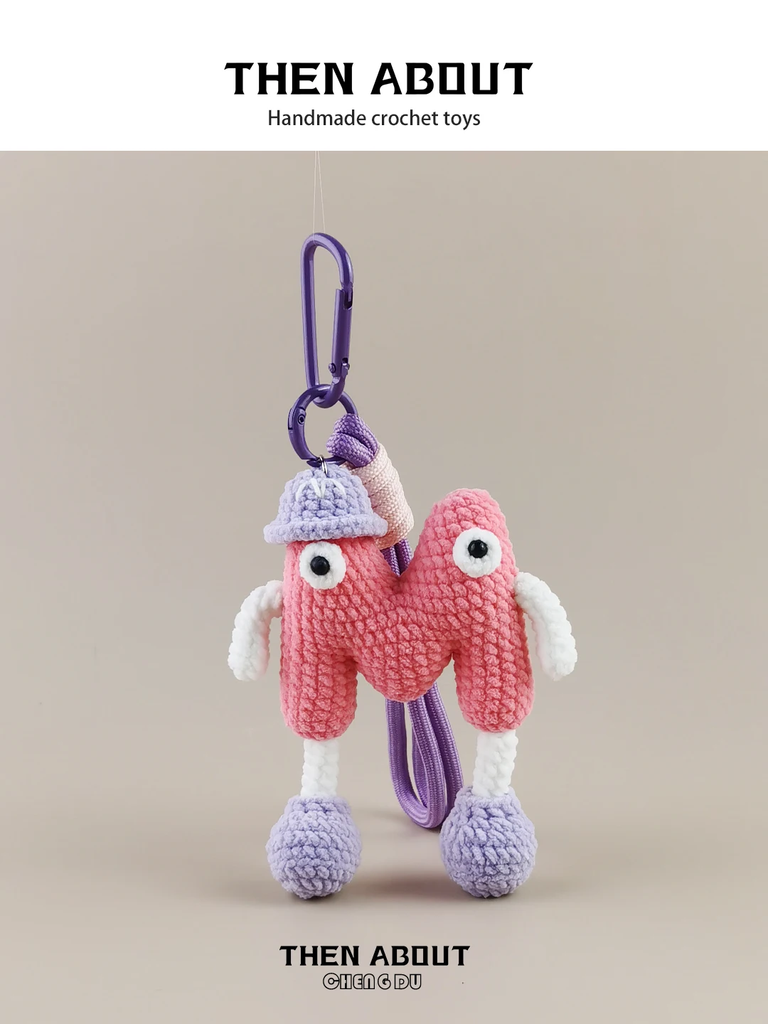 Handmade Crochet Fun English Letter M Bag Pendant Backpack School Bag Hanging Decoration  Gift
