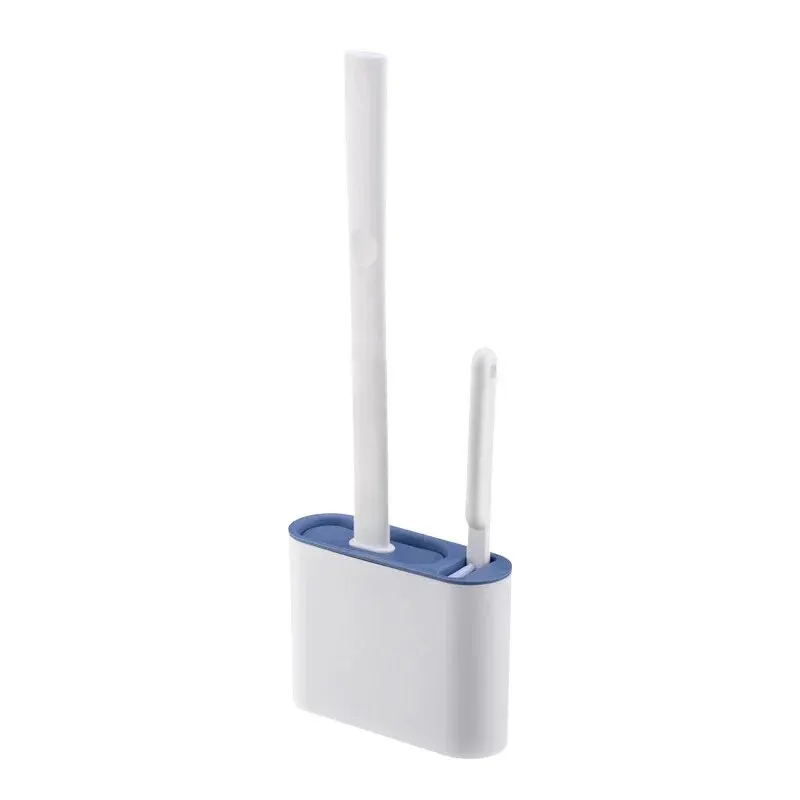 Wandmontierter WC-Bürstenhalter mit langem Griff, Silikon, wasserdicht, schnell trocknend, weiche Borsten, Badezimmerzubehör