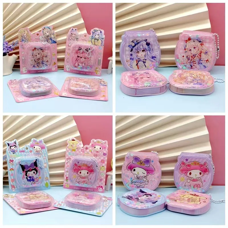 24pcs/Box Sanrio Series My Melody Kuromi Decompressed Bean Notebook Kawaii Cartoon Portable Notepad Students School Supplies