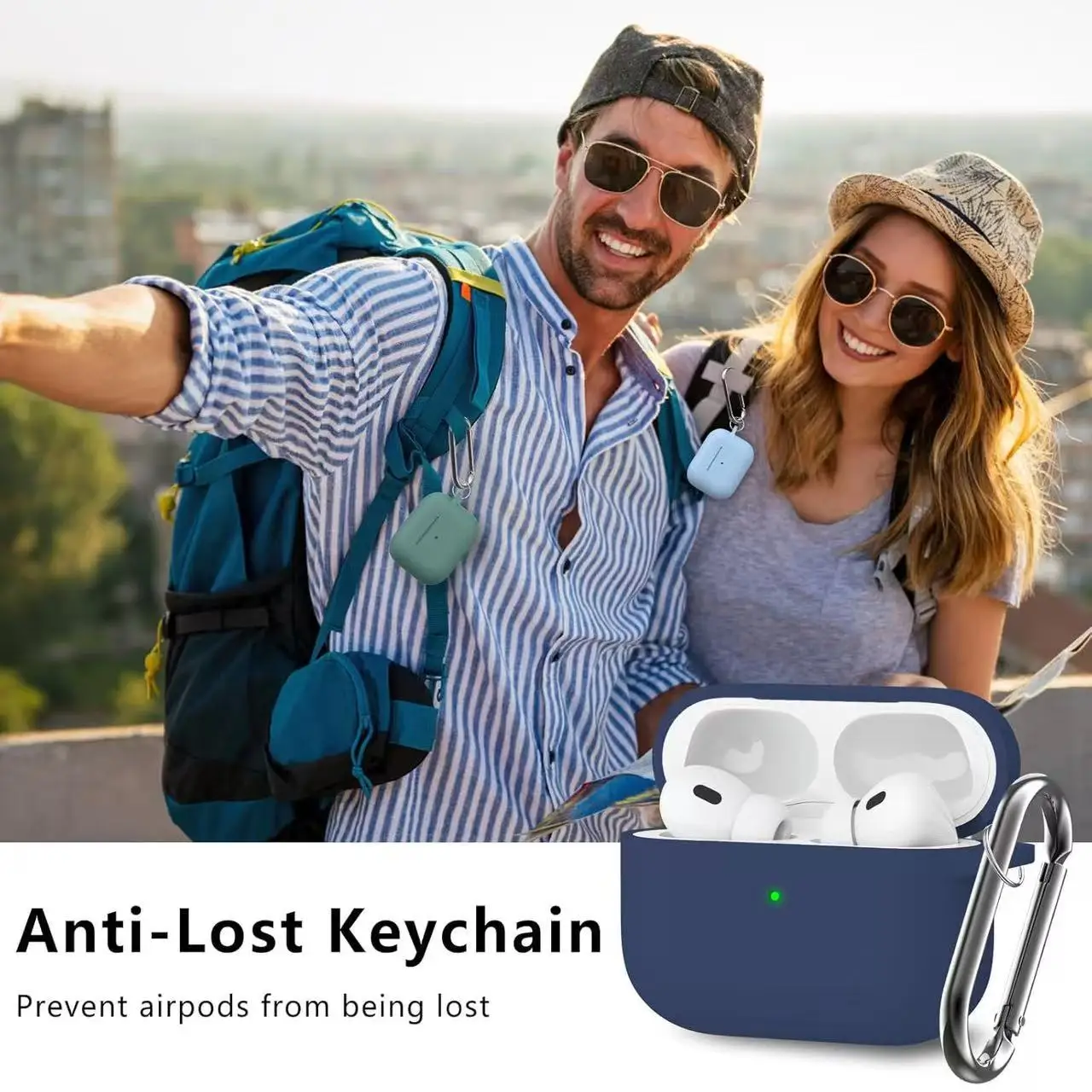 AirPods Pro 3 Case One Piece Silicone Protective Cover Anti Lost Keychain Shockproof Glow In The Dark Accessories For Outdoors