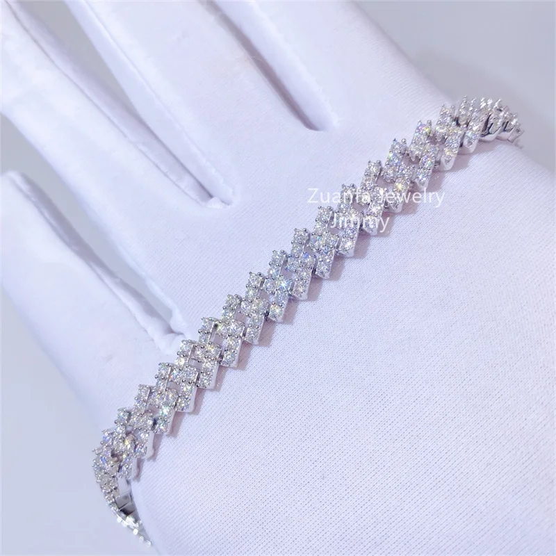 925 Sterling Silver Iced Out Jewelry 8mm Moissanite Cuban Bracelet VVS Moissanite Link Cuban Bracelet