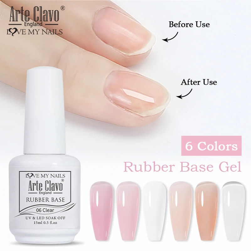 Arte Clavo Rubber Base Coat Color Nagelgelpoliermittel Jelly Semi Transparent French Nail Soak Off UV LED Nagelgel Lack Nail Art