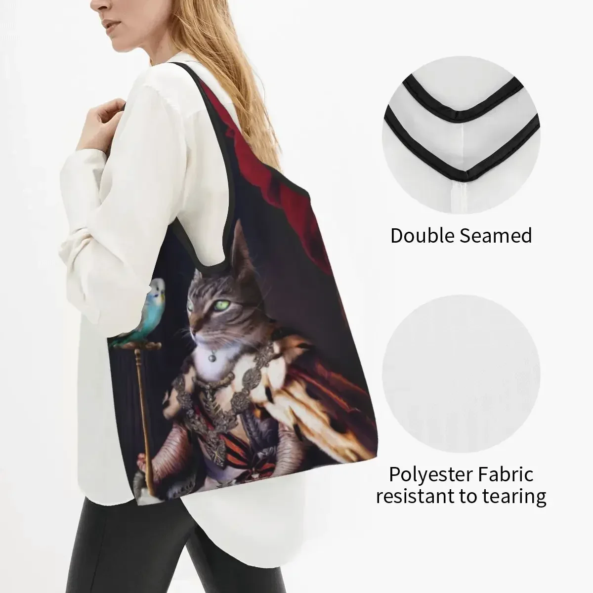 Royal Art Posters Style Shopping Bag Reusable Grocery Tote Bags Large Capacity Dog Cat Horse Animal Army Recycling Bags Handbag