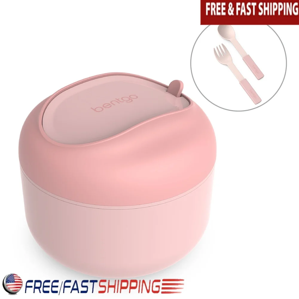 

Insulated Leak-Resistant Bowl with Snack Compartment Collapsible Utensils Easy-Grip Design On-the-Go Meals and Snacks