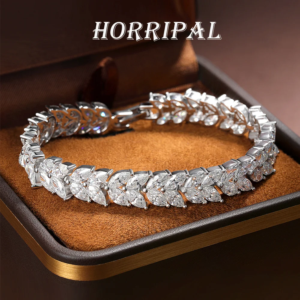 

Браслеты HORRIPAL 6 мм D VVS1 с муассанитом маркизы, сертифицированные GRA, из серебра 925 пробы, сверкающие, роскошные ювелирные изделия для женщин