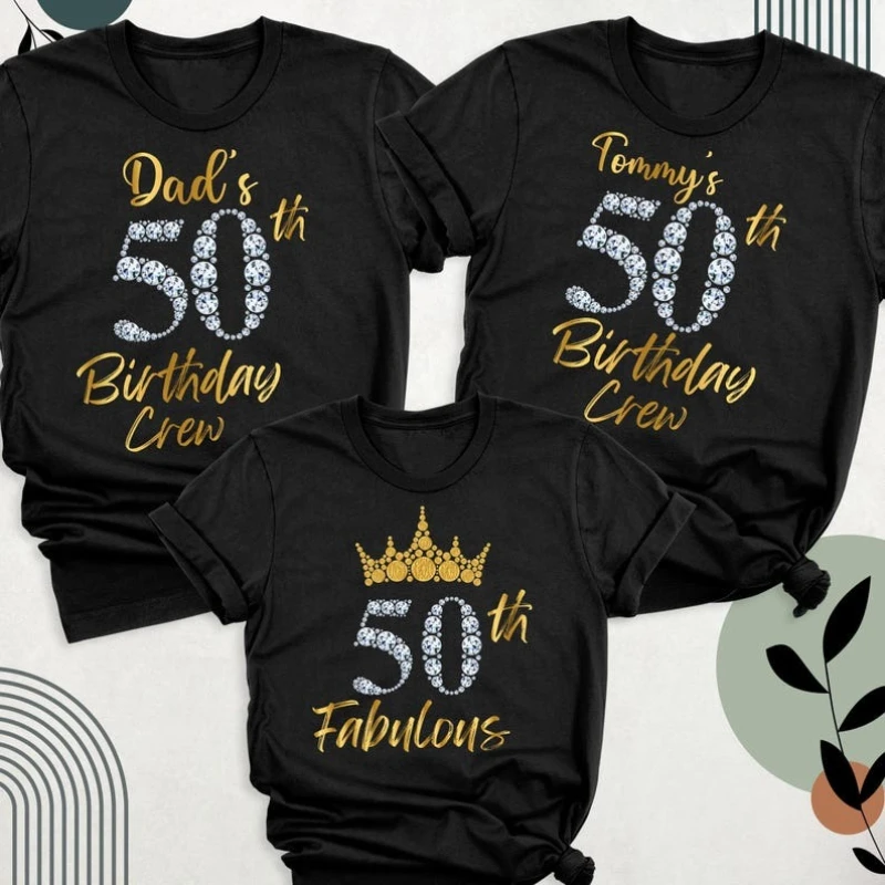 For Women Fabulous Fifty Born in 1976 Gift 50th Birthday Crew Matching Party Fifty and Fabulous Tees Customized Many Colors