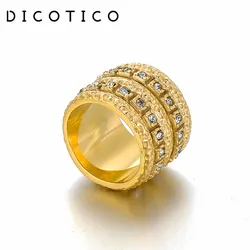 Vintage Rings For Women Men Heavy Double Layer Zircon Stainless Steel Chunky Charm Rings Unisex Wedding Bands Jewelry Wholesale