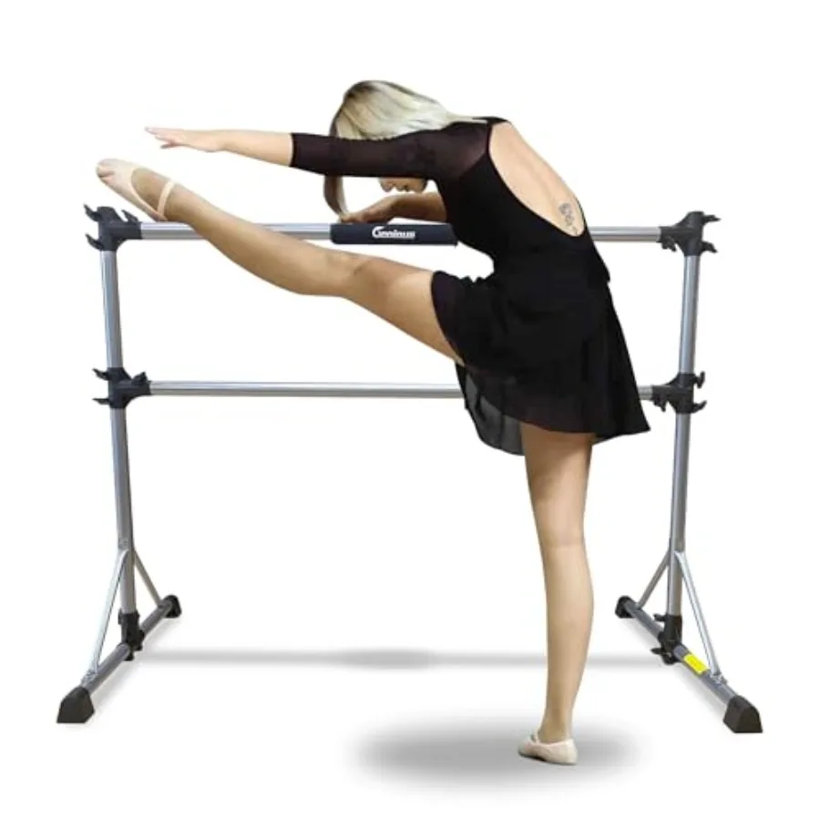 

5FT Adjustable Portable Ballet Barre for Adults Stable Freestanding Double Barre in Black for Home Workout Stretching Studio Da