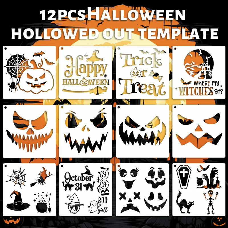 

Halloween Theme Stencils For Painting DIY Layering Stencils Painting Scrapbook Coloring Embossing Album Decorative Template