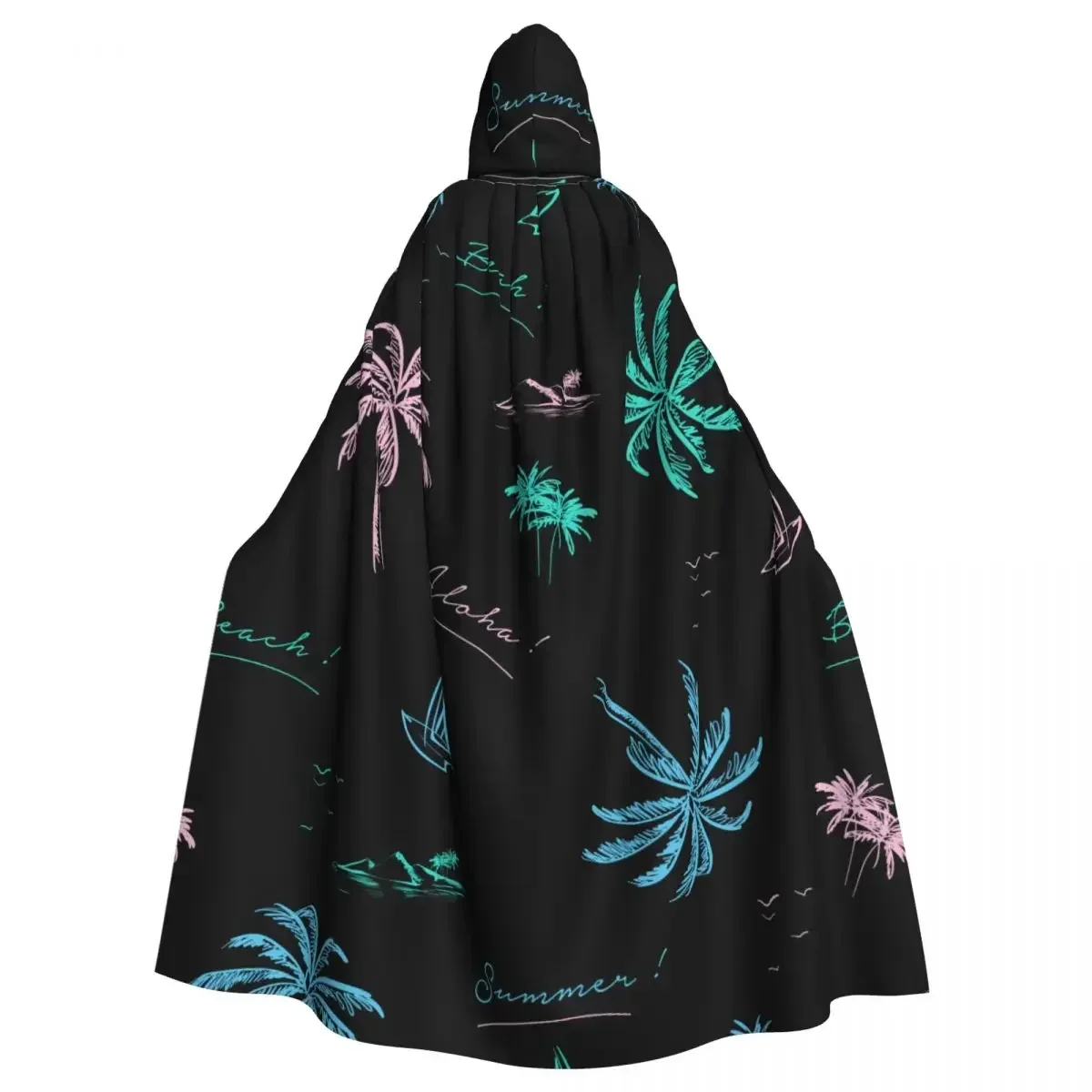 

Fashion Night Wear Suitable for Both Men and Women Neon Palm Tree Beach Ocean Adult Cloak Cape Hooded Medieval Costume Vampire E