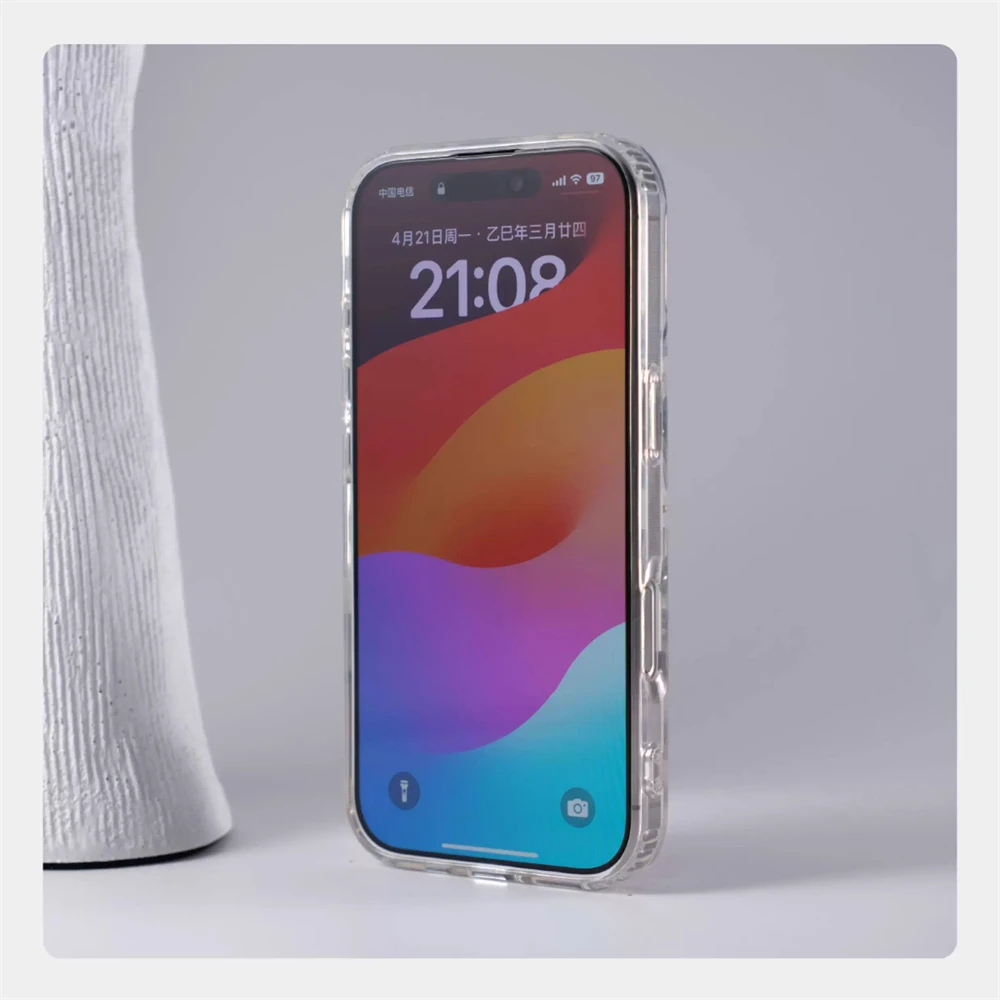 Laser Aurora Blumenmuster Transparente Handyhülle für iPhone 18 17 16 Pro Max 15 14 mit MagSafe Kabelloser Ladefunktion Klare Abdeckung – Detail 7